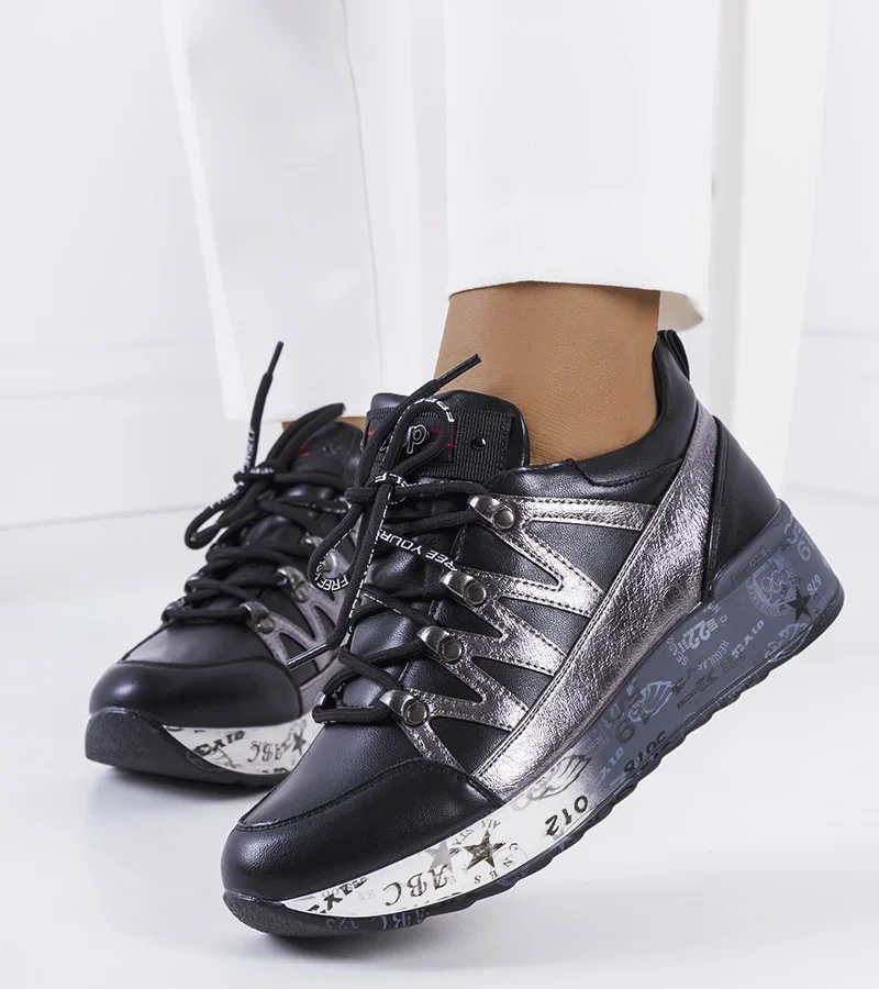 Czarno-metaliczne sneakersy Ballard