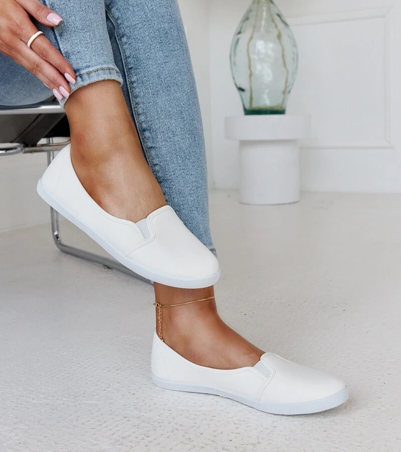 Białe tenisówki wsuwane eko skóra Wordana