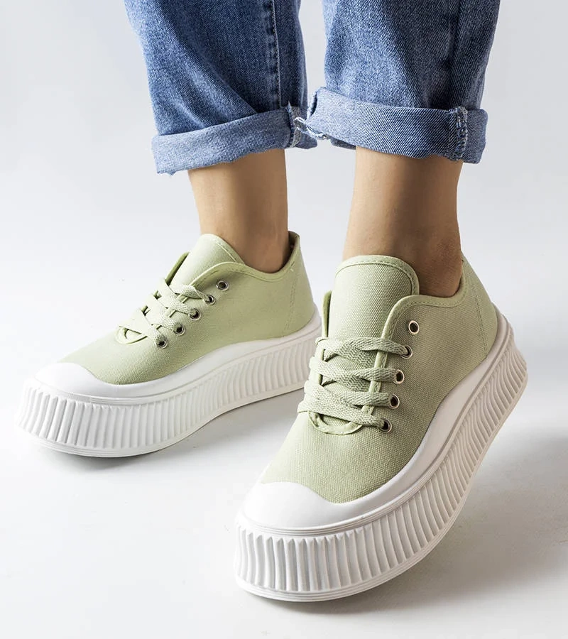 Zielone trampki na grubej podeszwie Wallace