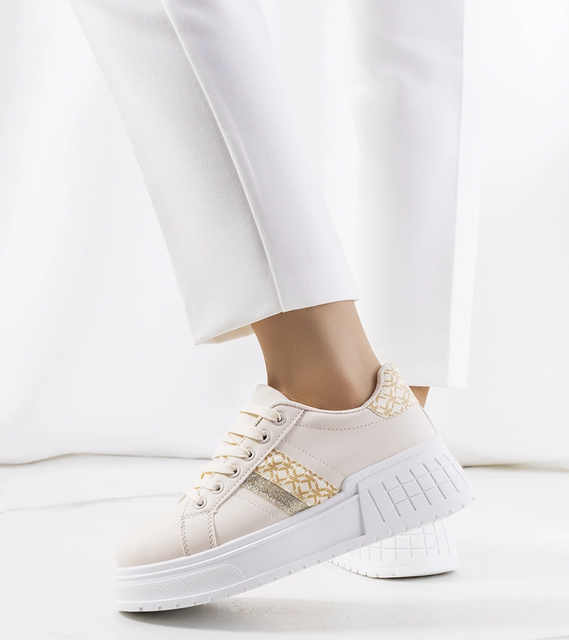 Beżowe sneakersy na platformie Kamila