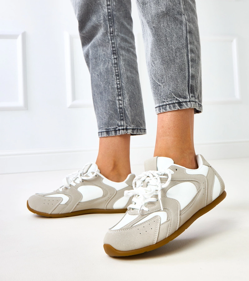 Beżowe sneakersy damskie sznurowane Casey