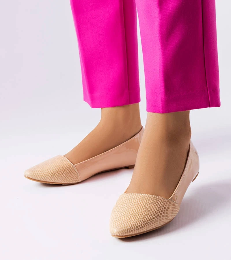 Beżowe eleganckie balerinki Riel