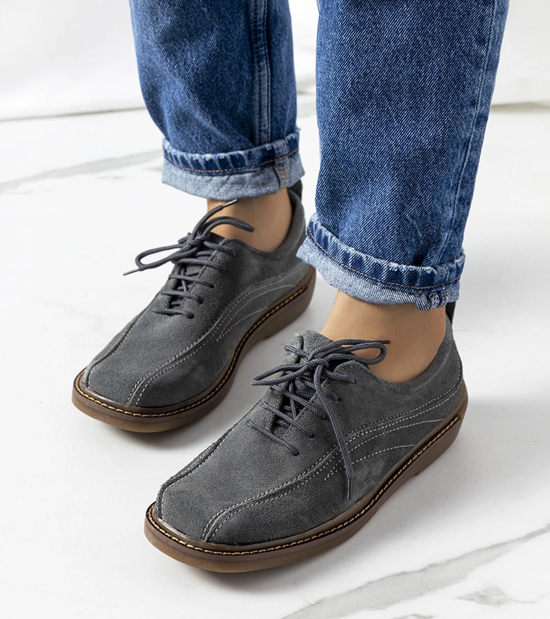 Szare skórzane półbuty damskie Morten