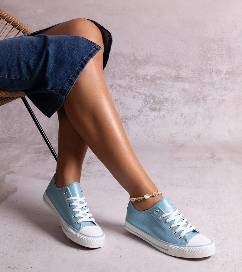 Niebieskie błyszczące trampki Rashidah