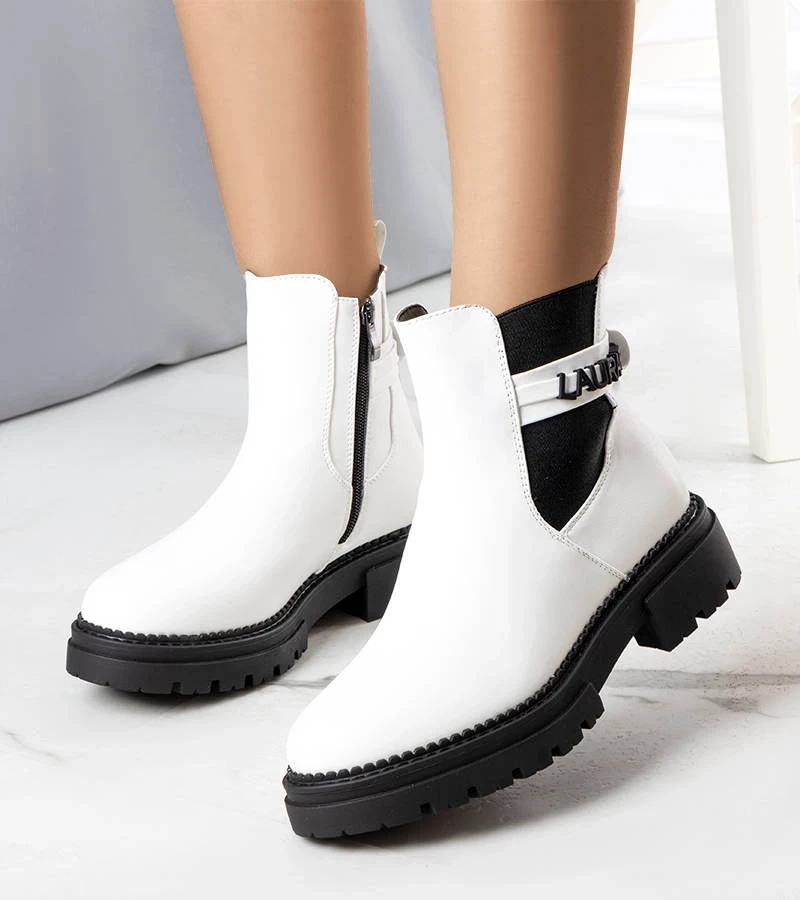 Białe botki ocieplane Sanso