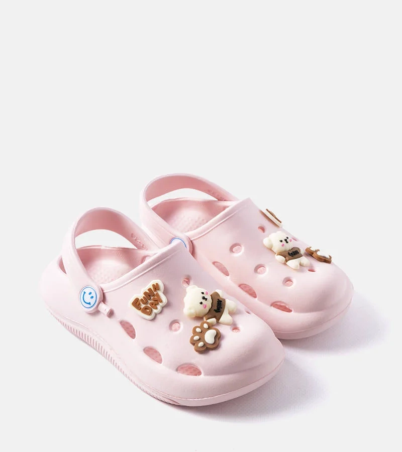 Różowe klapki z zakrytym noskiem Vette