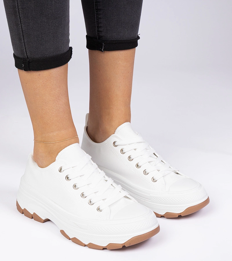 Białe trampki na grubej podeszwie Salsana