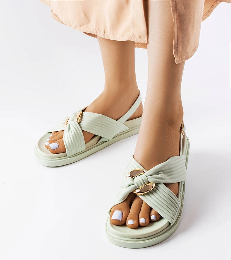 Zielone płaskie sandały Lucchesi