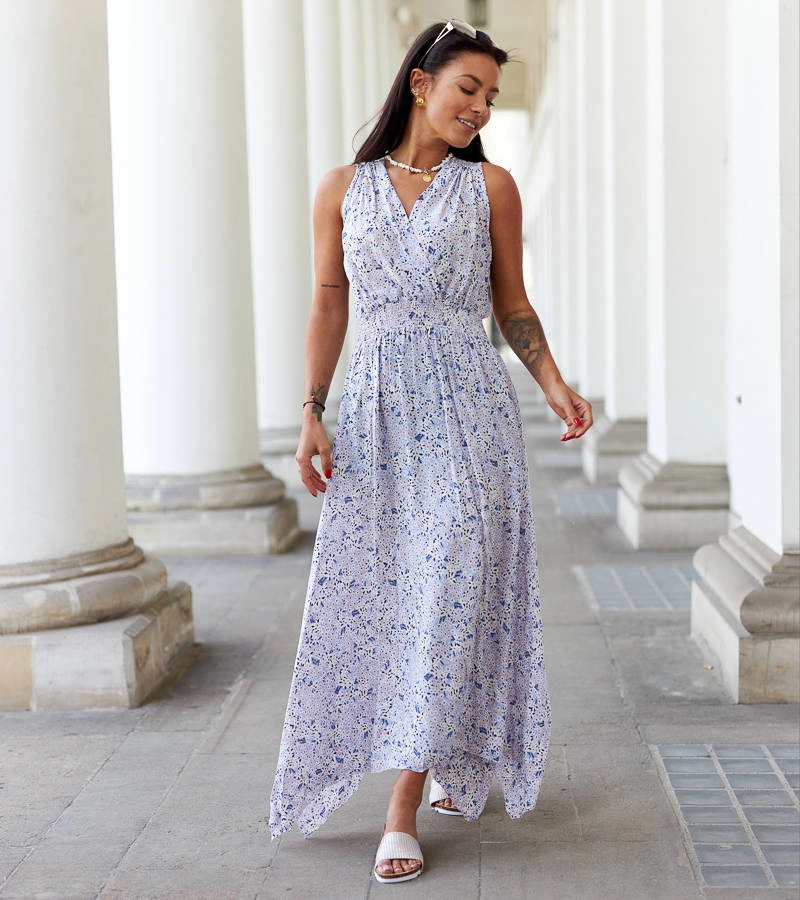 Fioletowa sukienka w kwiatki Napolitano