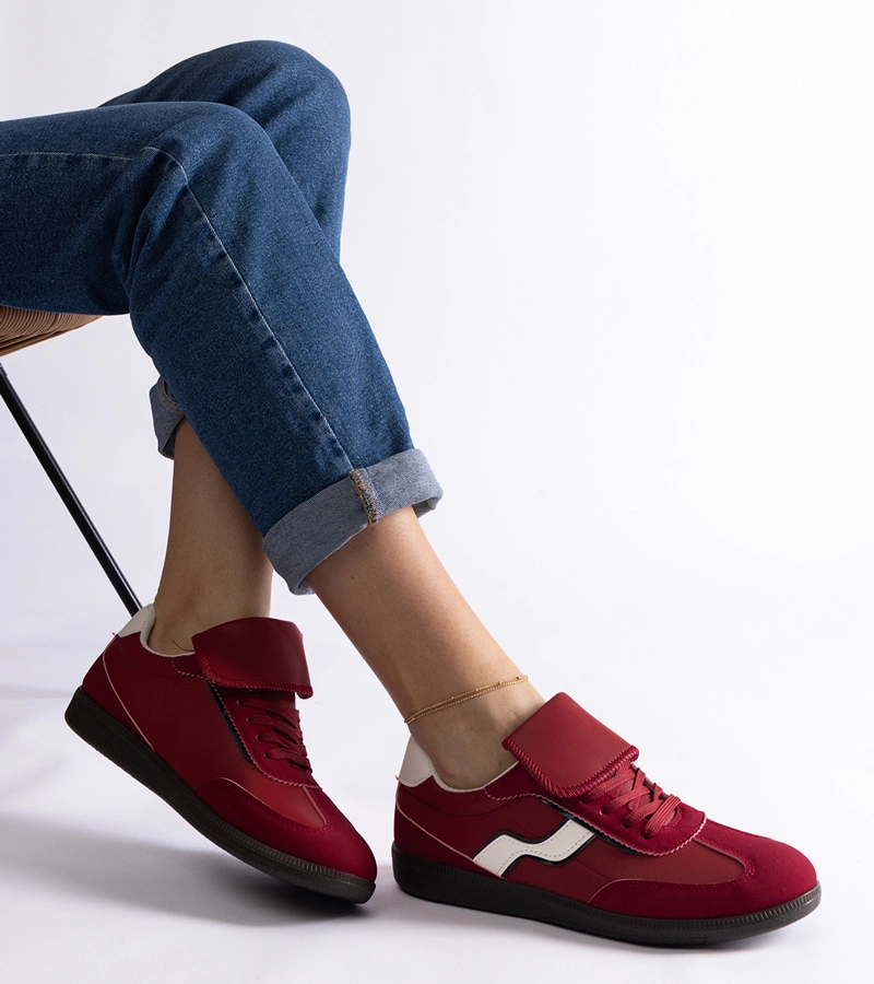 Czerwone niskie sneakersy sznurowane Edelmira