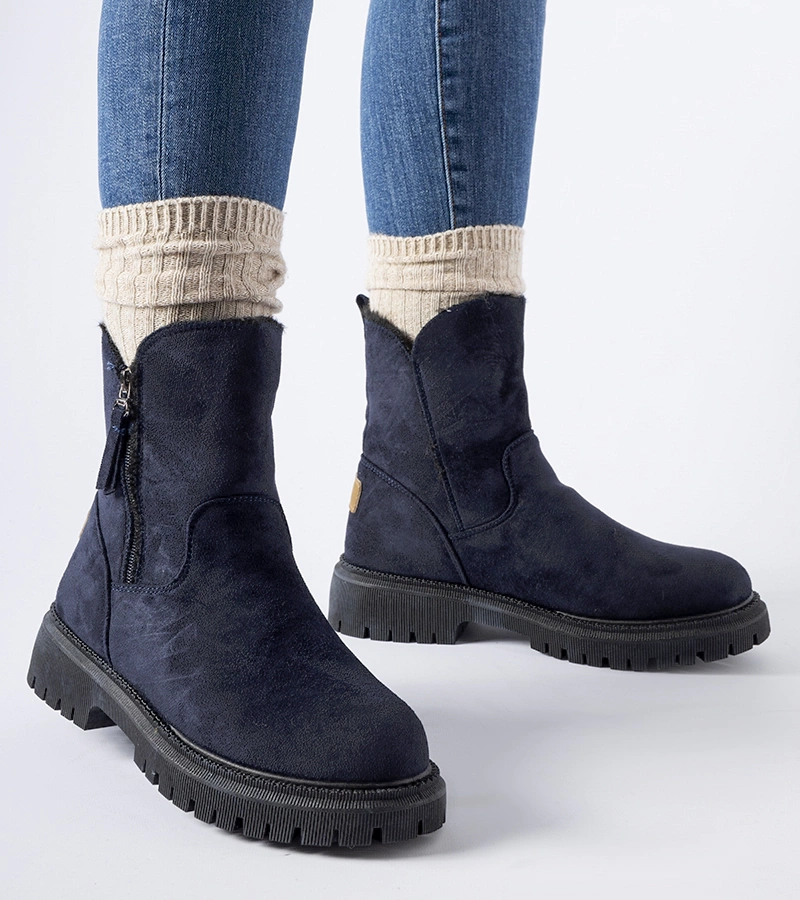 Granatowe ocieplane botki Prospect