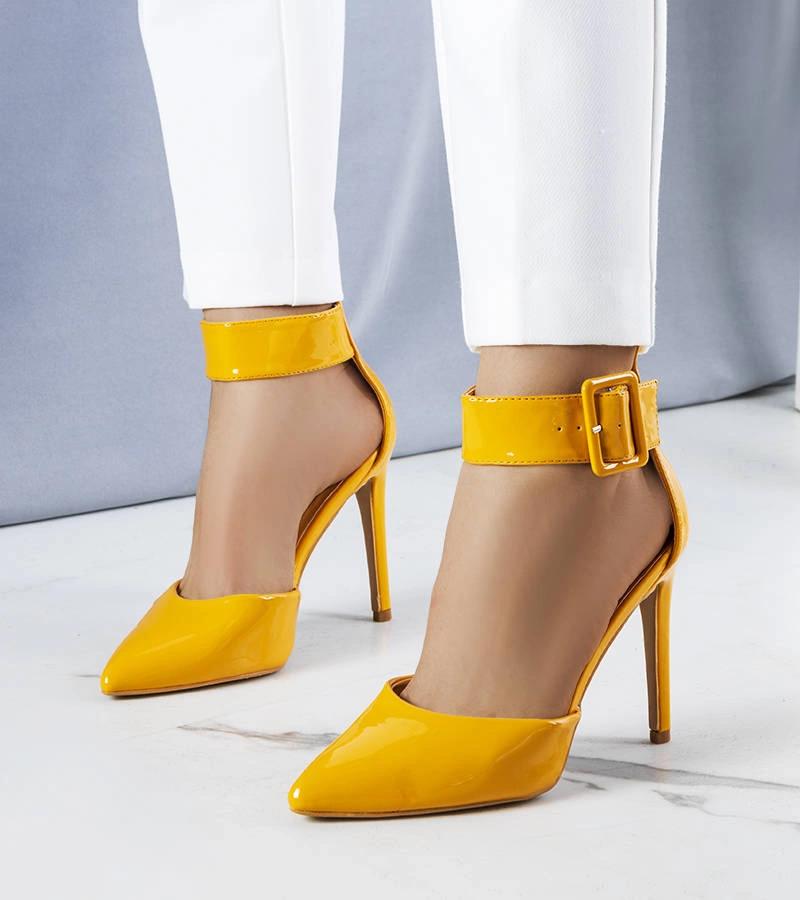 Pomarańczowe lakierowane szpilki Sonya