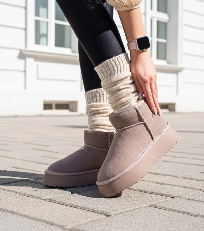 Szare śniegowce z naturalnego zamszu Armona