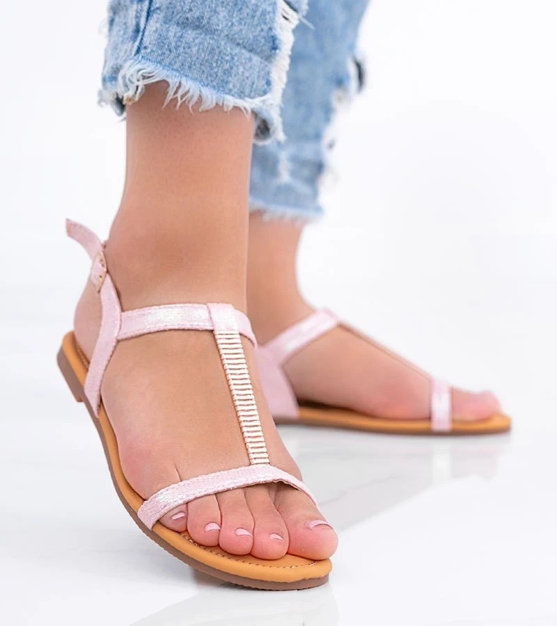 Różowe sandały holograficzne damskie Igi