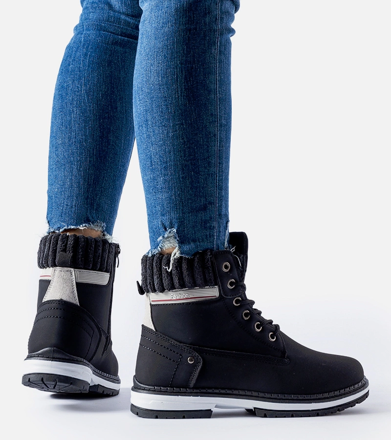 Czarne ocieplane matowe workery Fernando