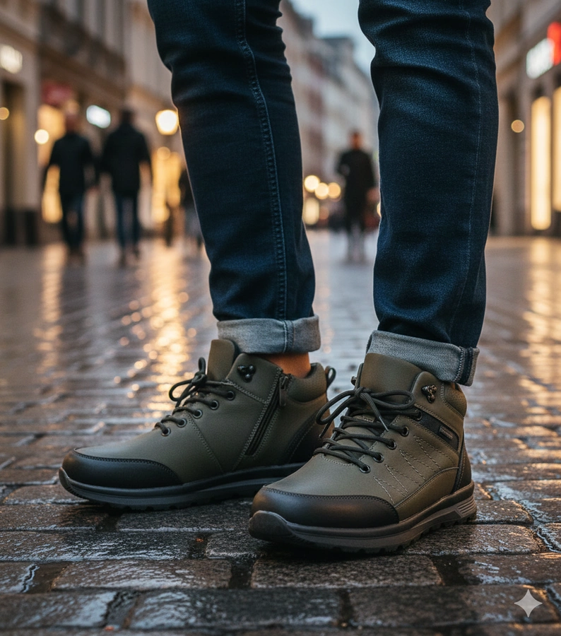 Zielone trapery męskie ocieplane futrem Mack