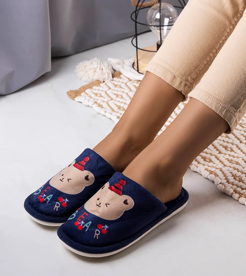 Granatowe miękkie kapcie Bear
