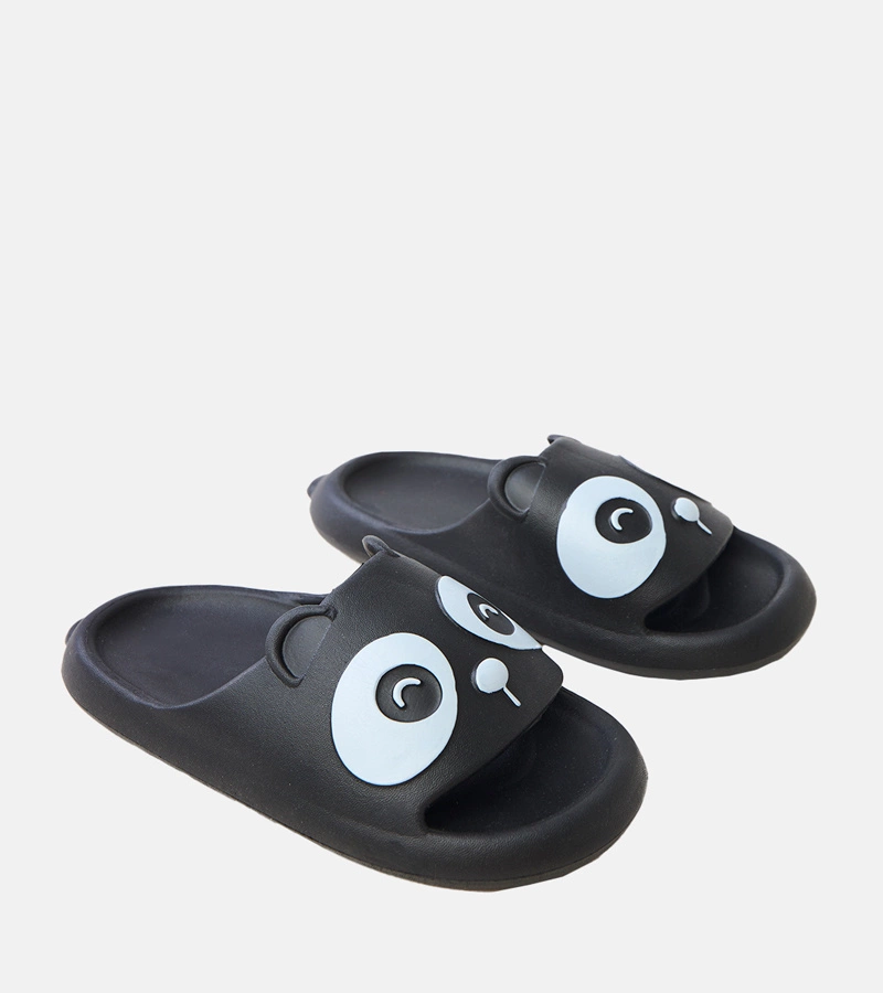 Czarne klapki dziecięce z motywem pandy Ketti