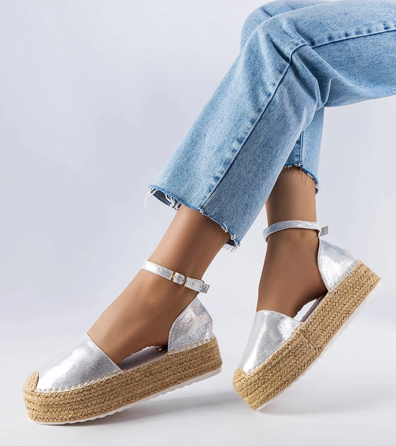Srebrne espadryle na platformie Clousson