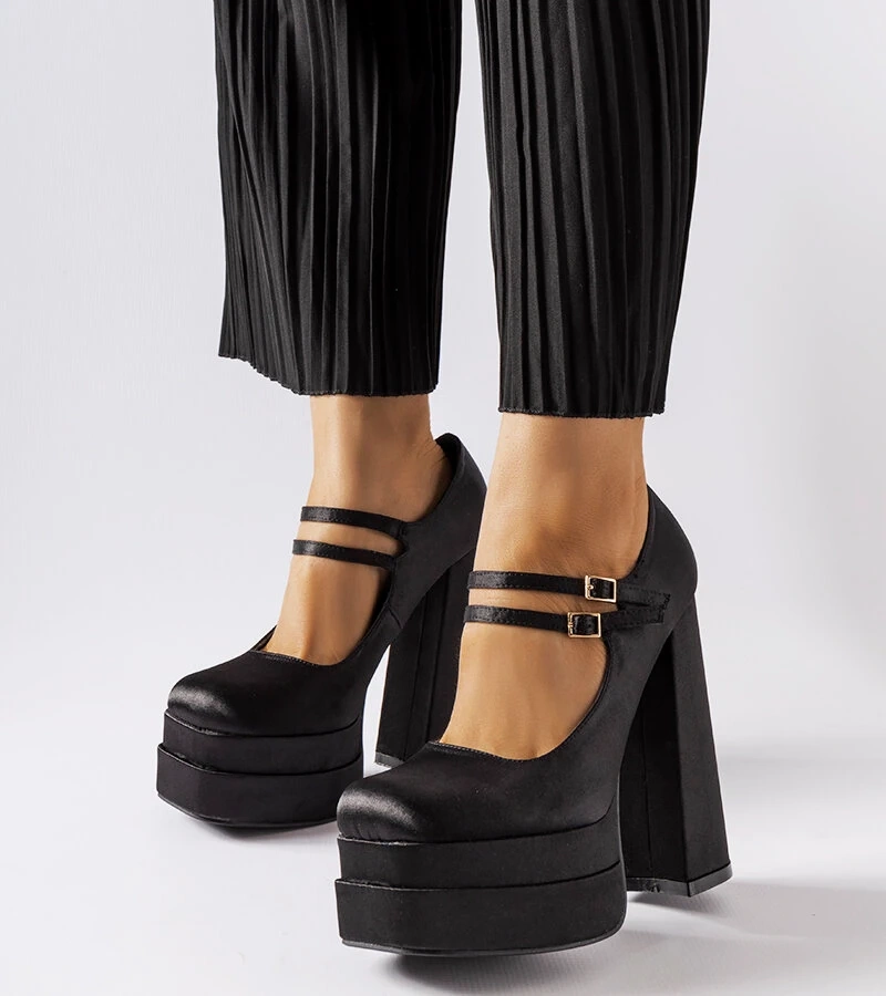 Czarne czółenka na wysokim słupku Gabriel