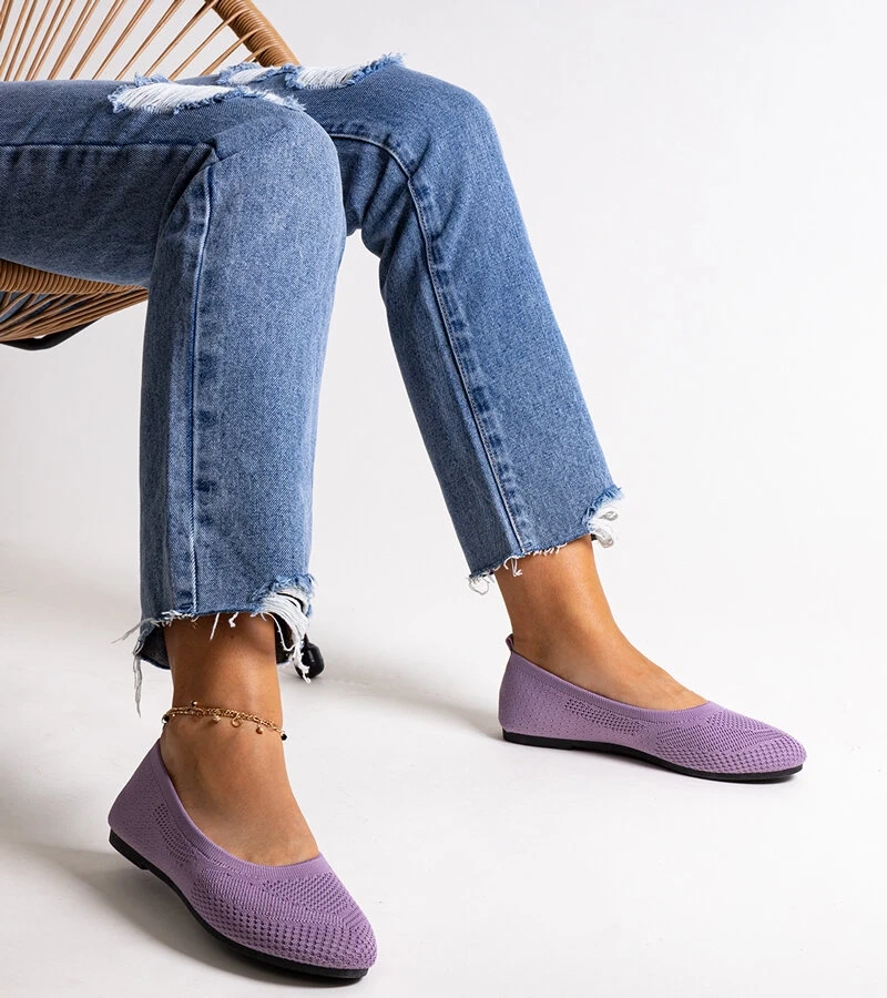 Fioletowe baleriny materiałowe Yafia