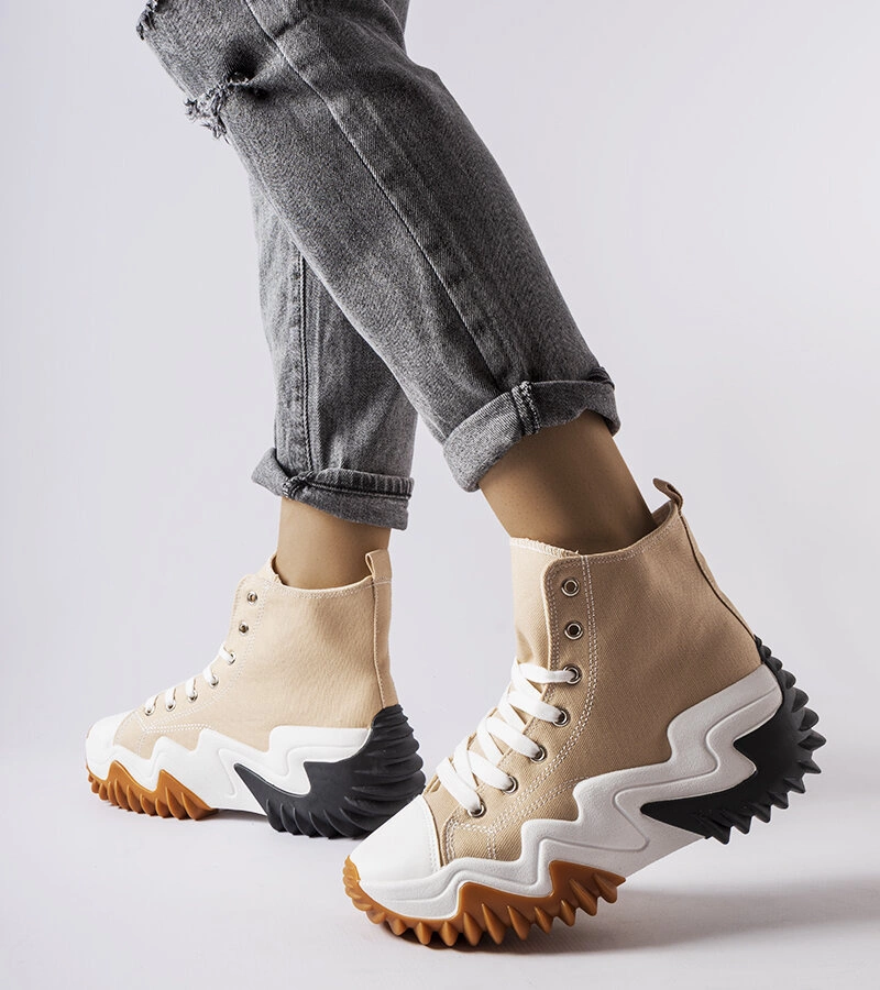 Beżowe trampki na grubej podeszwie Toro