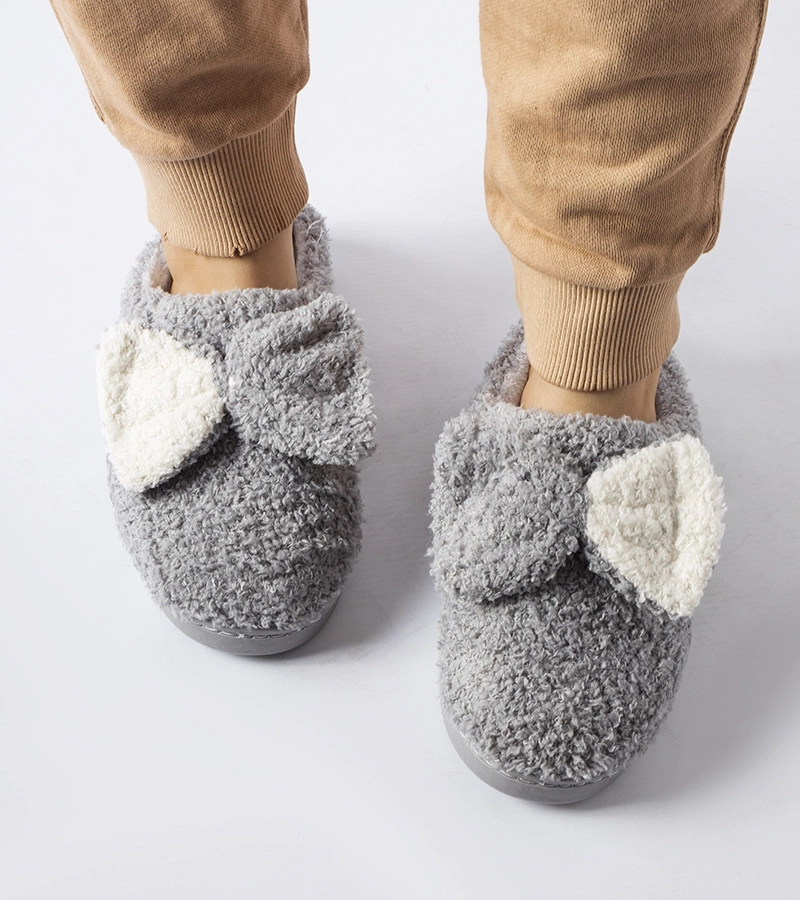 Szare ciepłe kapcie z kokardką Delfio