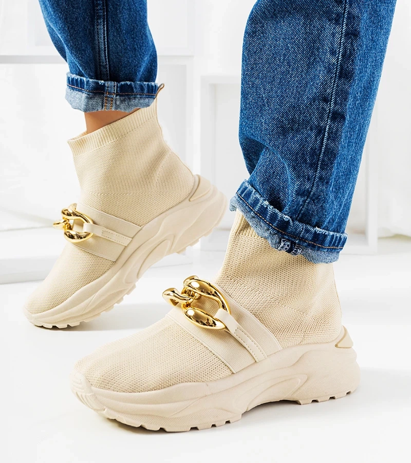 Beżowe wysokie sneakersy Martina