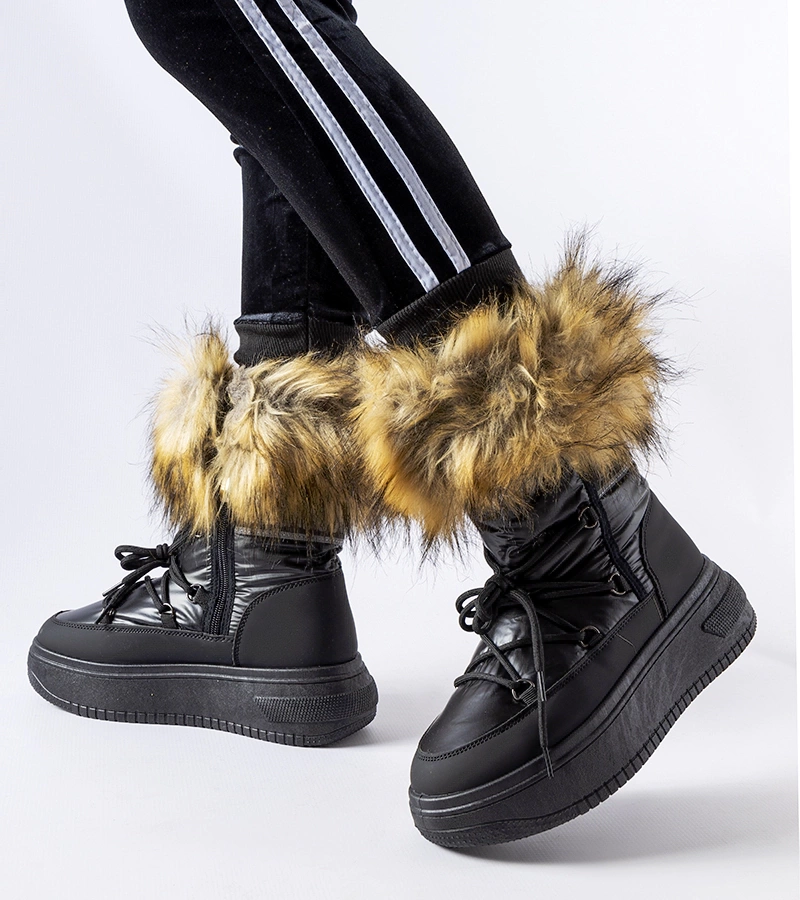 Czarne śniegowce damskie Cavargna