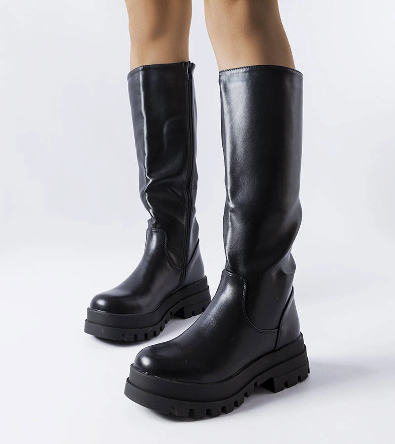 Czarne ocieplane kozaki Stanis