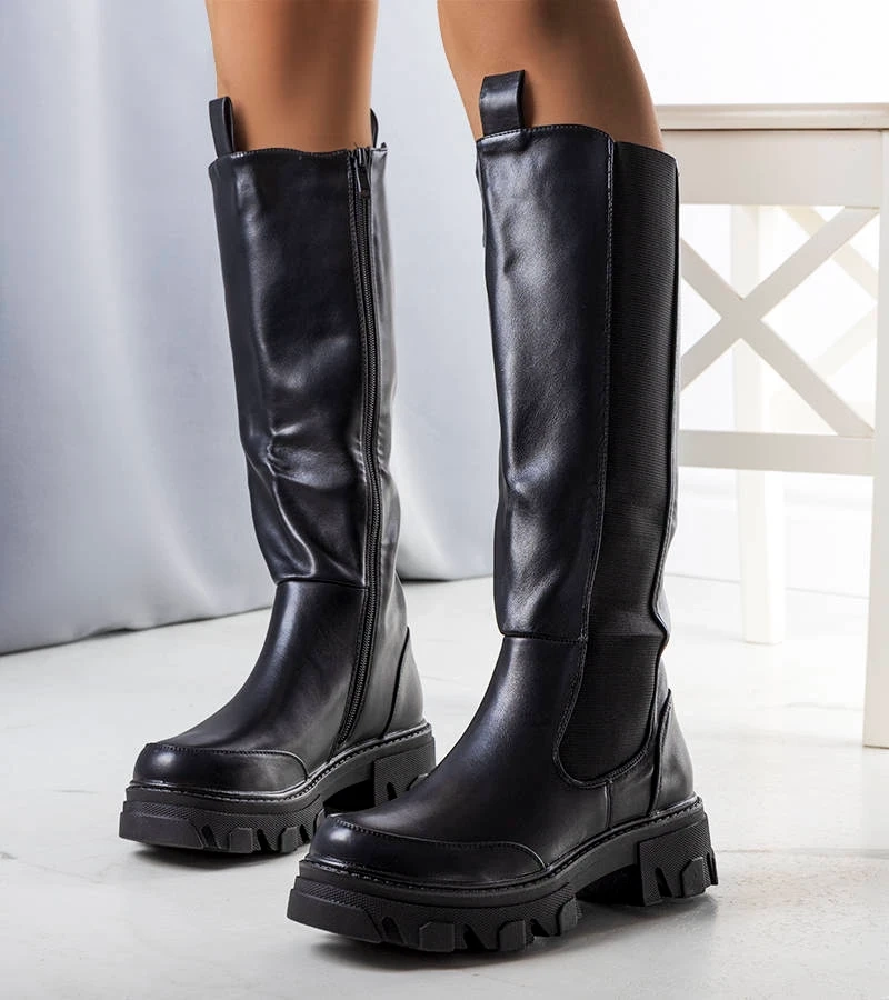 Czarne kozaki ocieplane Mikkel