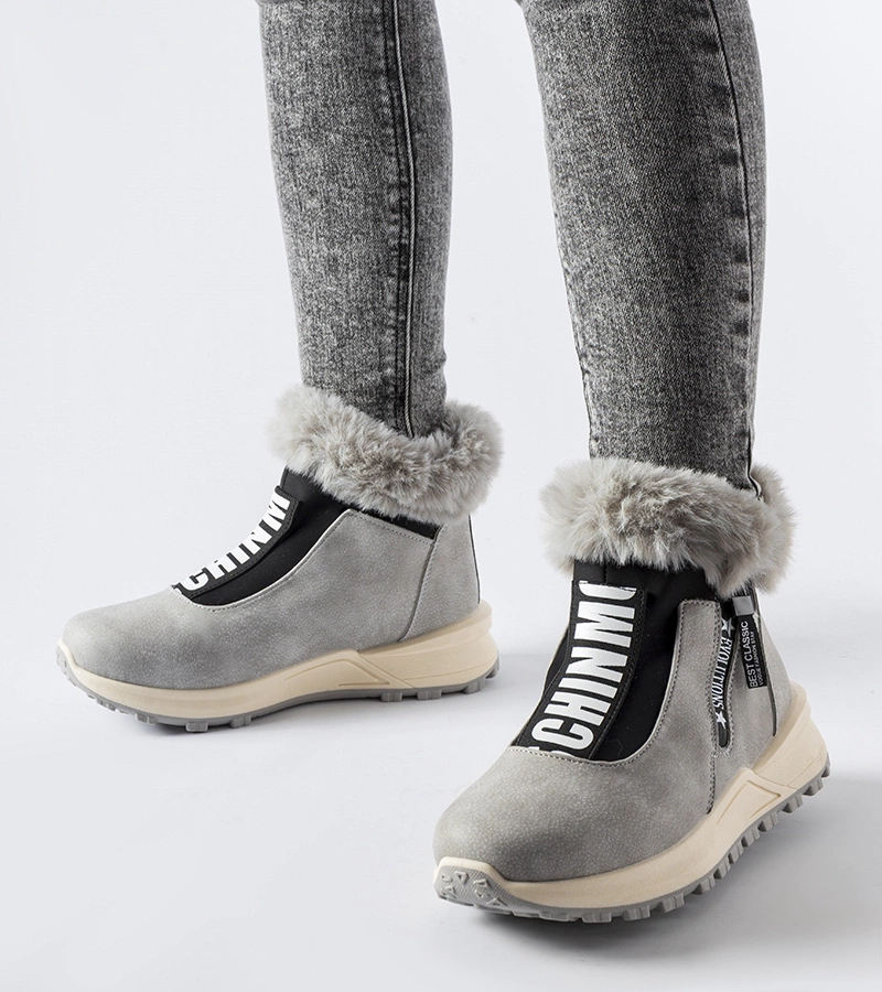 Szare ocieplane wysokie sneakersy Oneglia