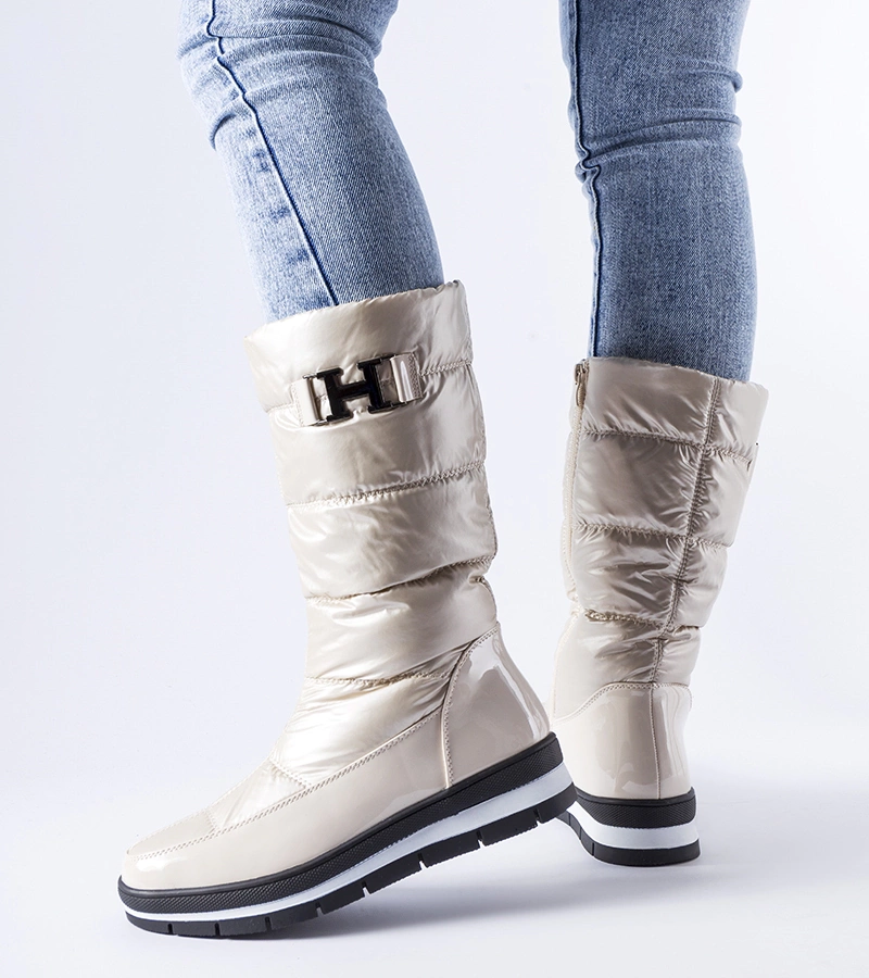 Beżowe ocieplane wysokie śniegowce Settimo