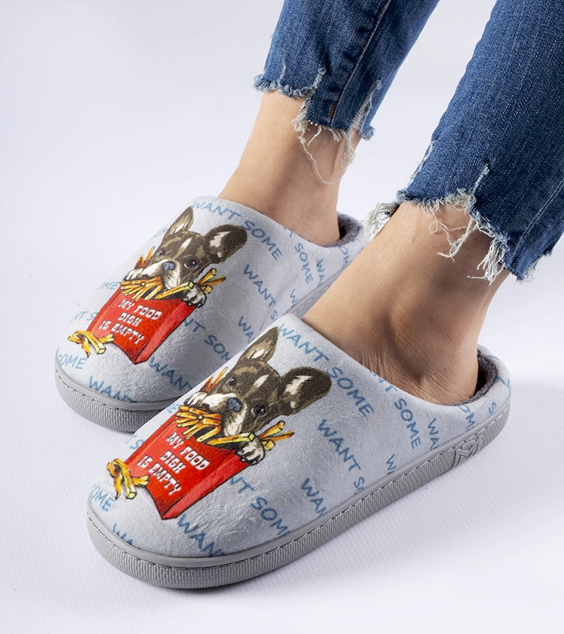 Szare miękkie kapcie Frenchfries