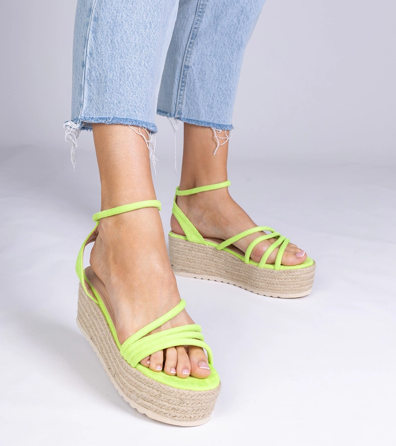 Zielone sandały espadryle na platformie Panola