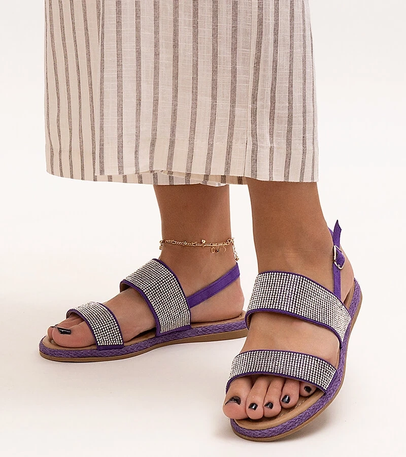 Fioletowe sandały zdobione cyrkoniami Carvalia