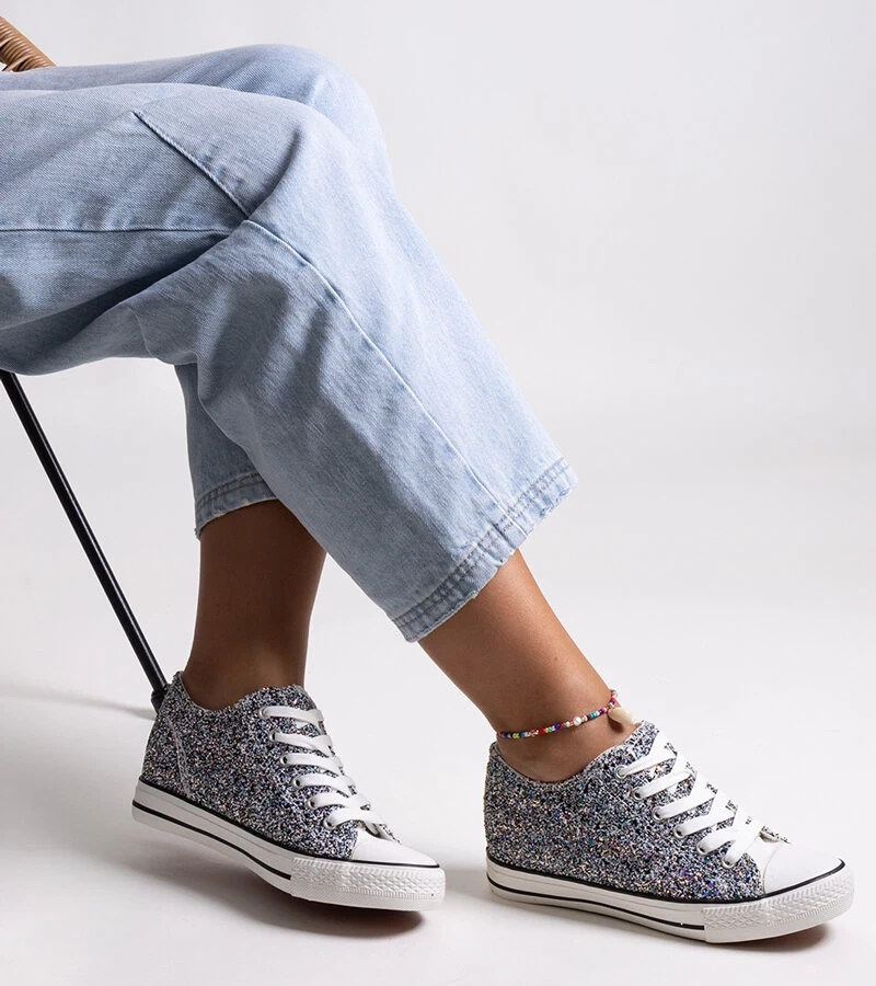 Czarne błyszczące wysokie trampki Jadwa