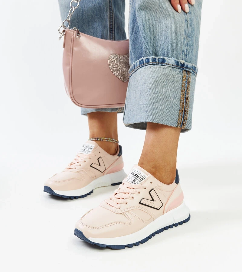 Różowe sneakersy na grubszej podeszwie Olonio