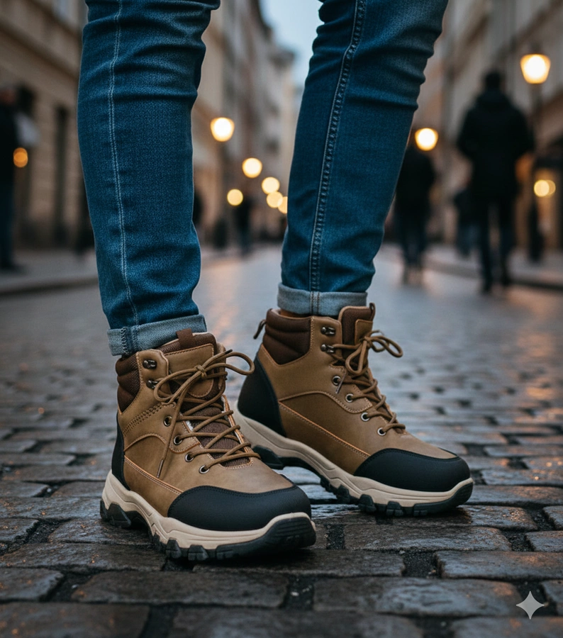 Ciemnobeżowe trapery męskie Ryan