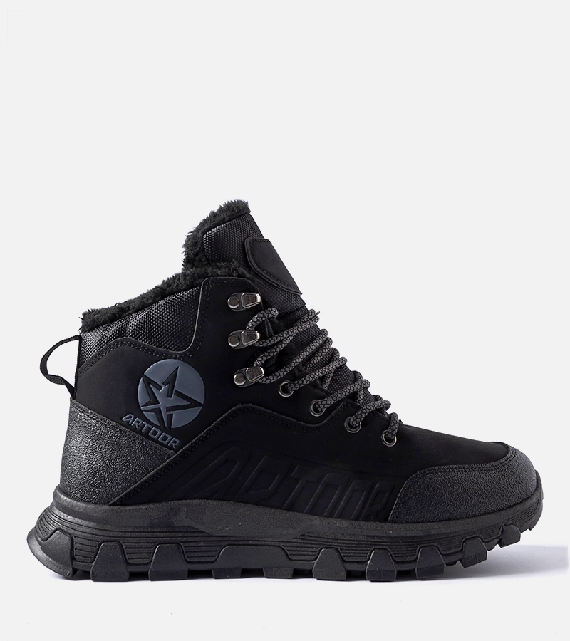 Czarne ocieplane męskie buty trekkingowe Nurra