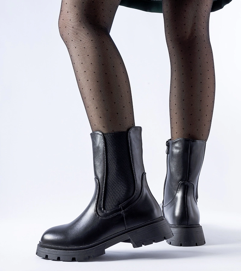 Czarne ocieplane klasyczne botki Pleasanton