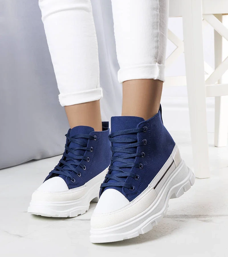 Granatowe trampki na wysokiej platformie Tillysa