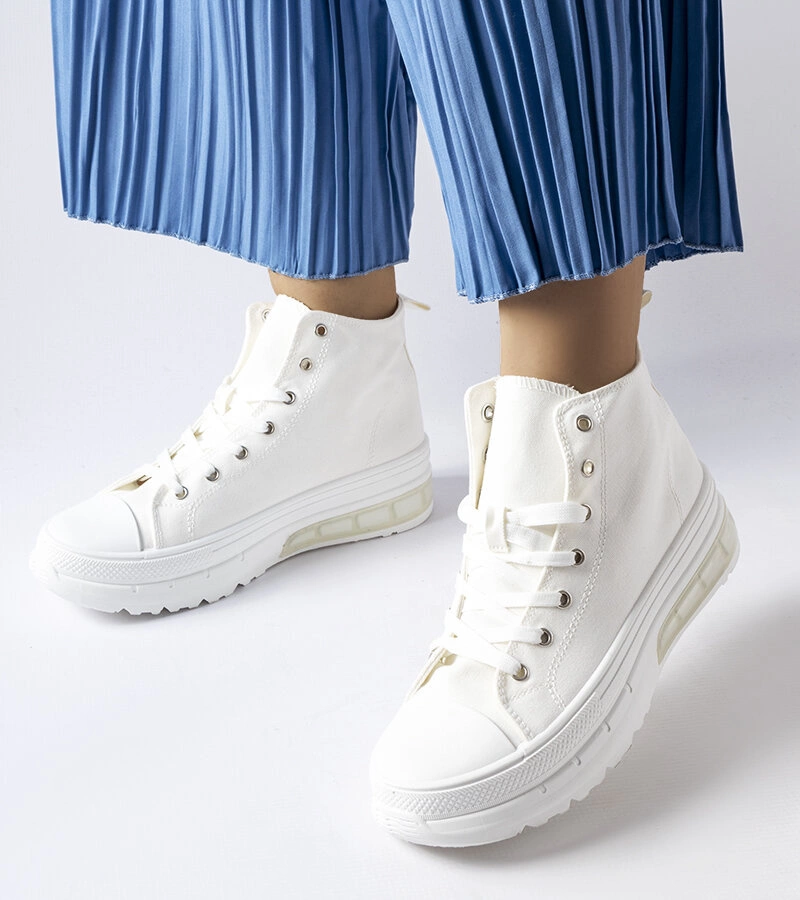 Białe trampki za kostkę Quiet