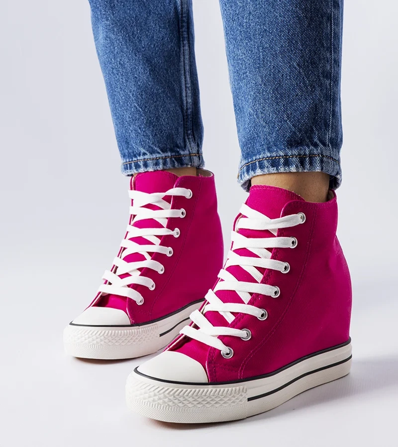 Różowe trampki na koturnie Spaventa