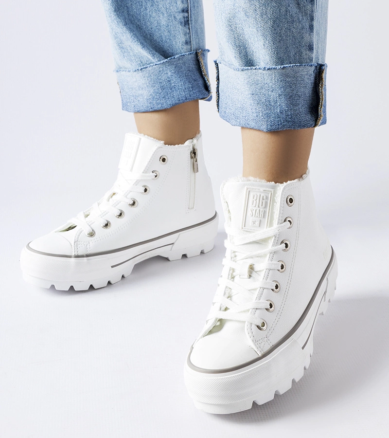 Białe trampki za kostkę Big Star MM274037 WHITE