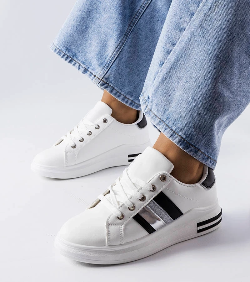 Biało-czarne sneakersy na platformie Sacaton