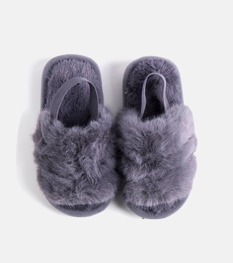 Szare kapcie na gumkę Leilany