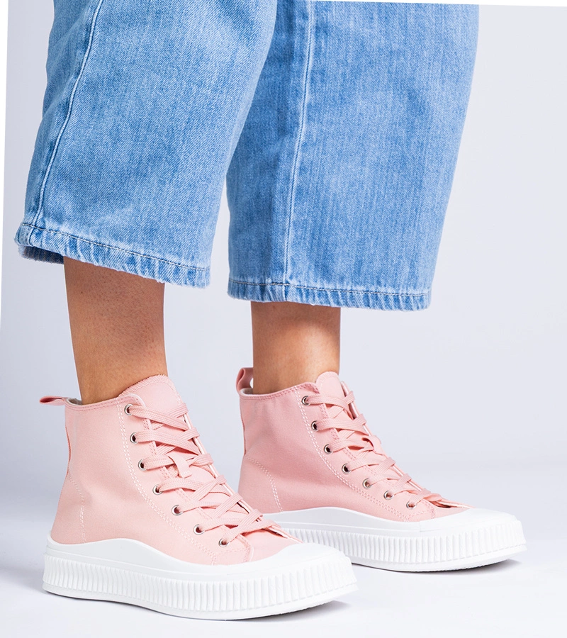 Różowe wysokie trampki na platformie Guerrino