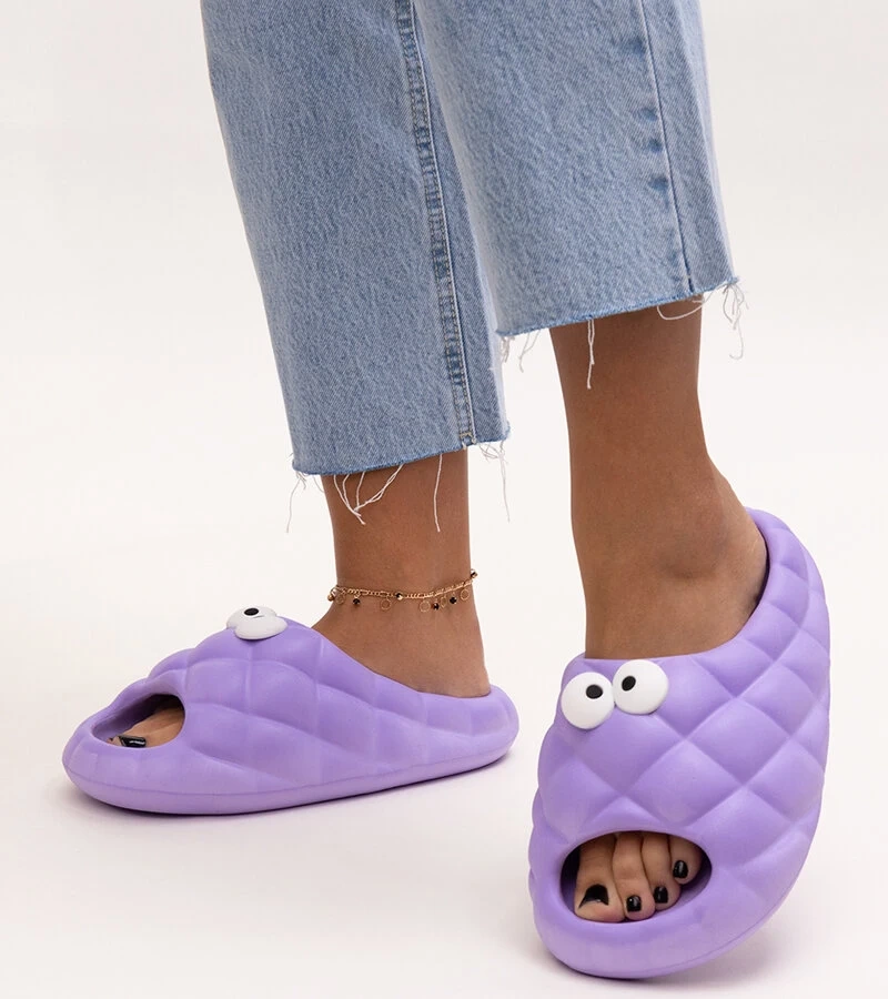 Fioletowe klapki piankowe z oczami Gorgesa