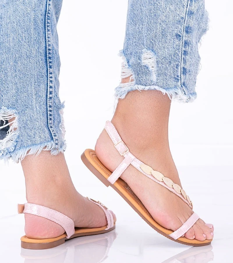 Różowe sandały holograficzne damskie Moon